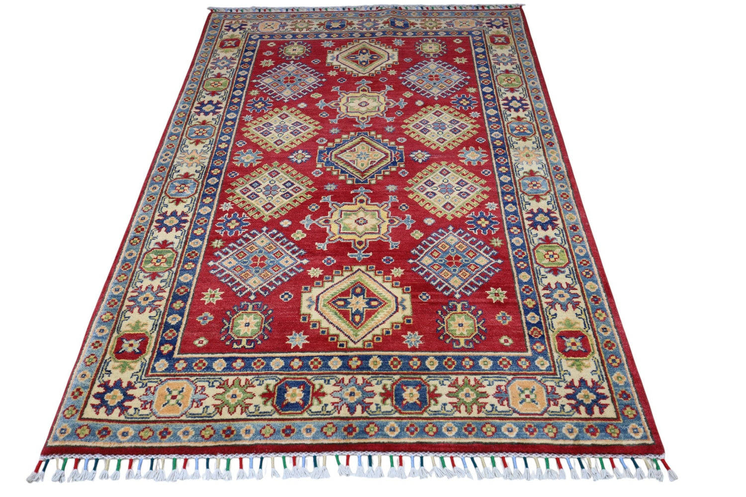 Hand-Knotted Afghani Kazak Wool Rug – 3’10″  x  6’0″