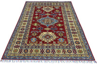 Hand-Knotted Afghani Kazak Wool Rug – 4’9″  x  6’8″