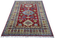Hand-Knotted Afghani Kazak Wool Rug – 4’9″  x  6’8″
