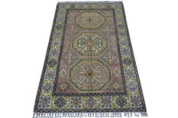Hand-Knotted Afghani Kazak Wool Rug – 4’ x  6’