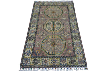 Hand-Knotted Afghani Kazak Wool Rug – 4’ x  6’