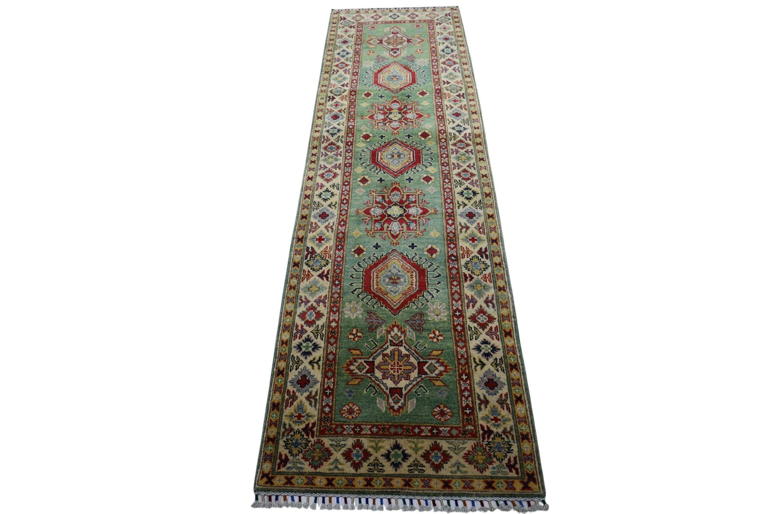 Hand-Knotted Afghani Kazak Wool Rug – 2’9″  x  9’2″