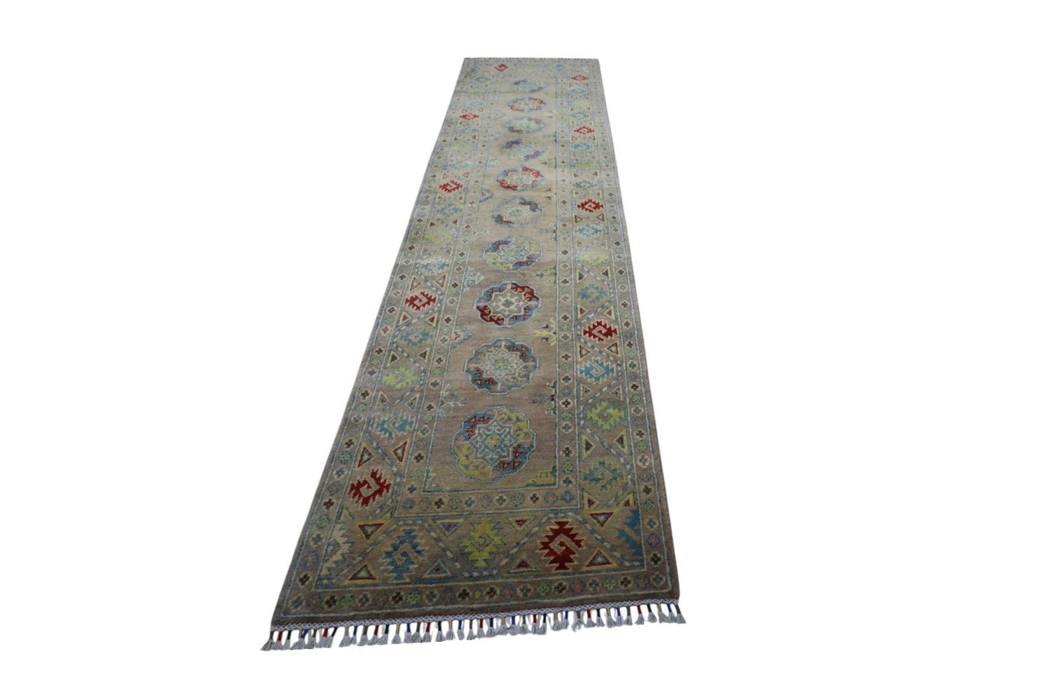 Hand-Knotted Afghani Kazak Wool Rug – 2’7″  x  10’0″