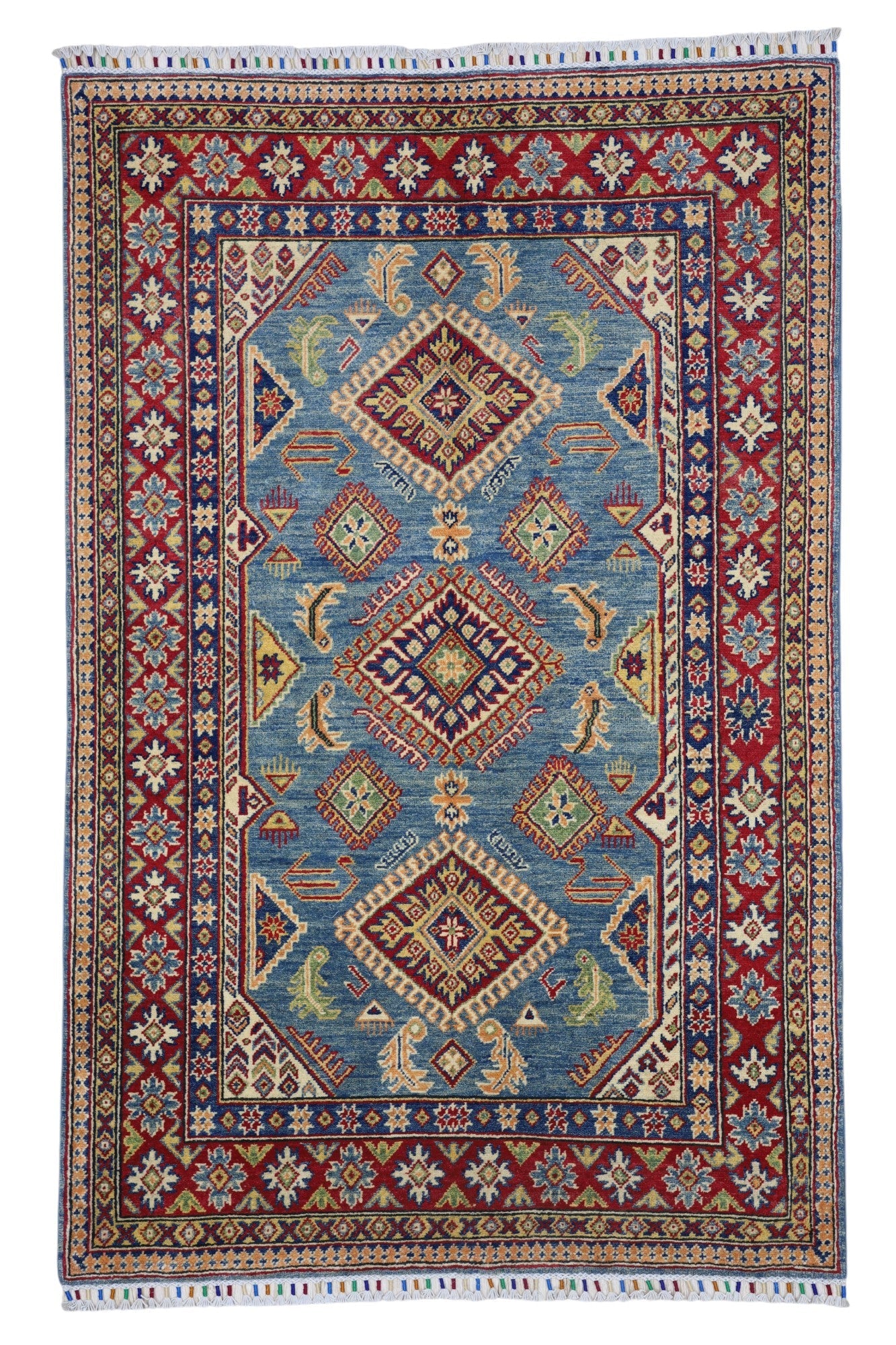 El Dokuma Afgan Kazak Yün Halısı – 120 cm x 185 cm