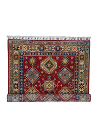 Hand-Knotted Afghani Kazak Wool Rug – 3’10″  x  6’0″