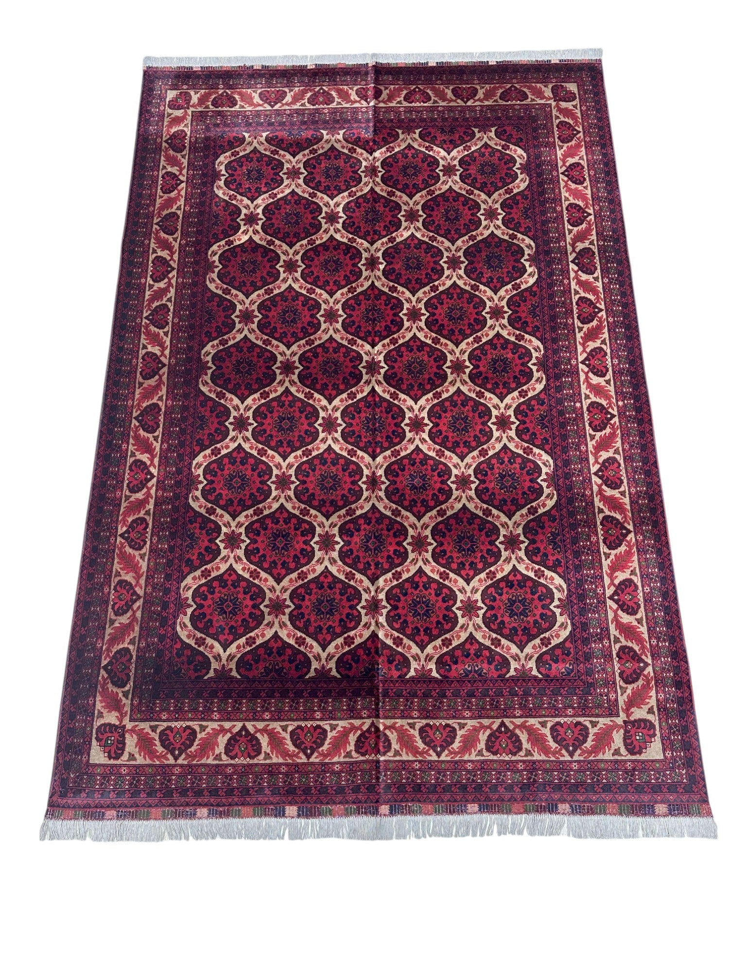 Hand-Knotted Afghani Heart Shape Wool Rug – 6’6″  x  9’5″