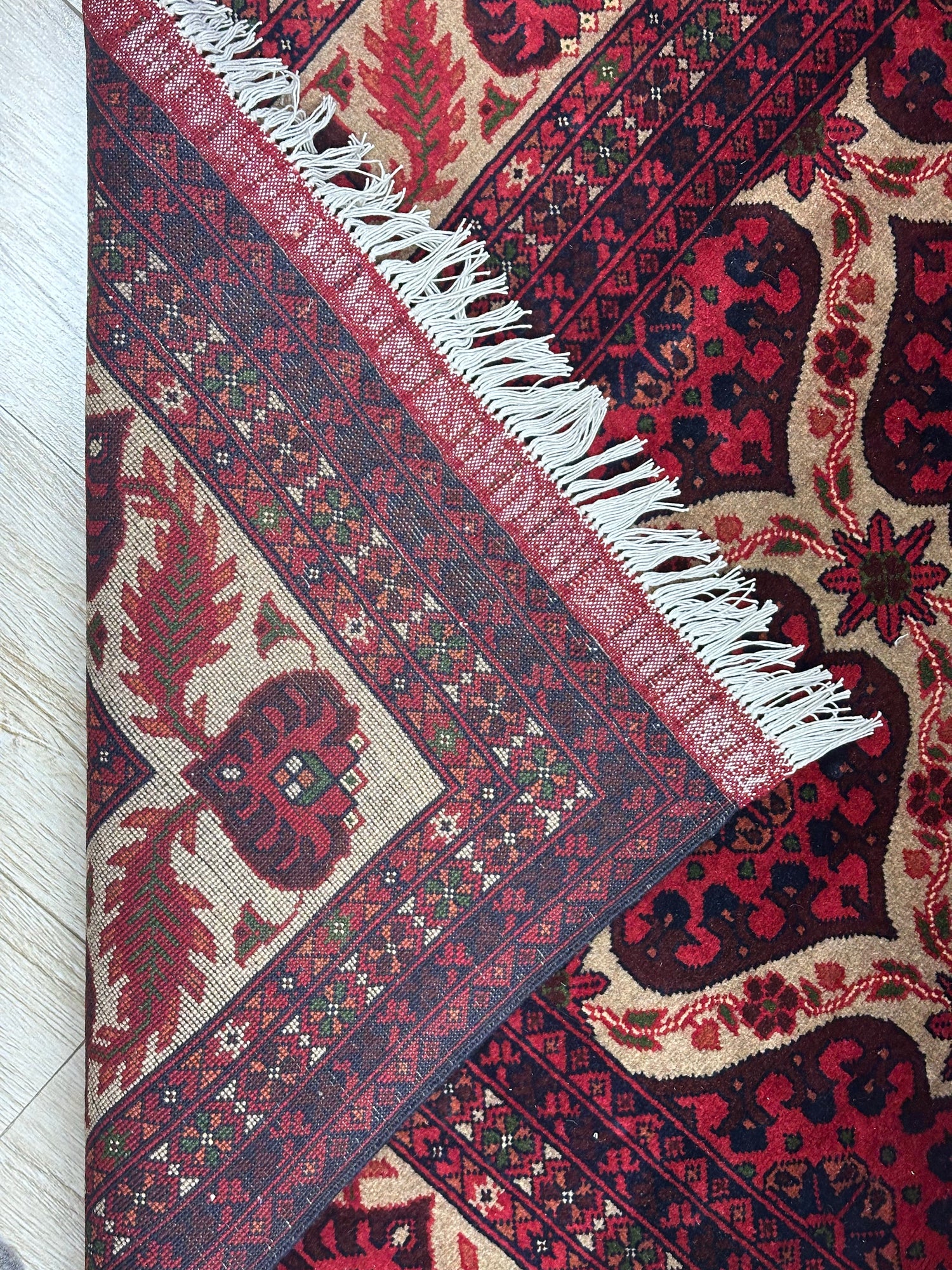 Hand-Knotted Afghani Heart Shape Wool Rug – 6’6″  x  9’5″