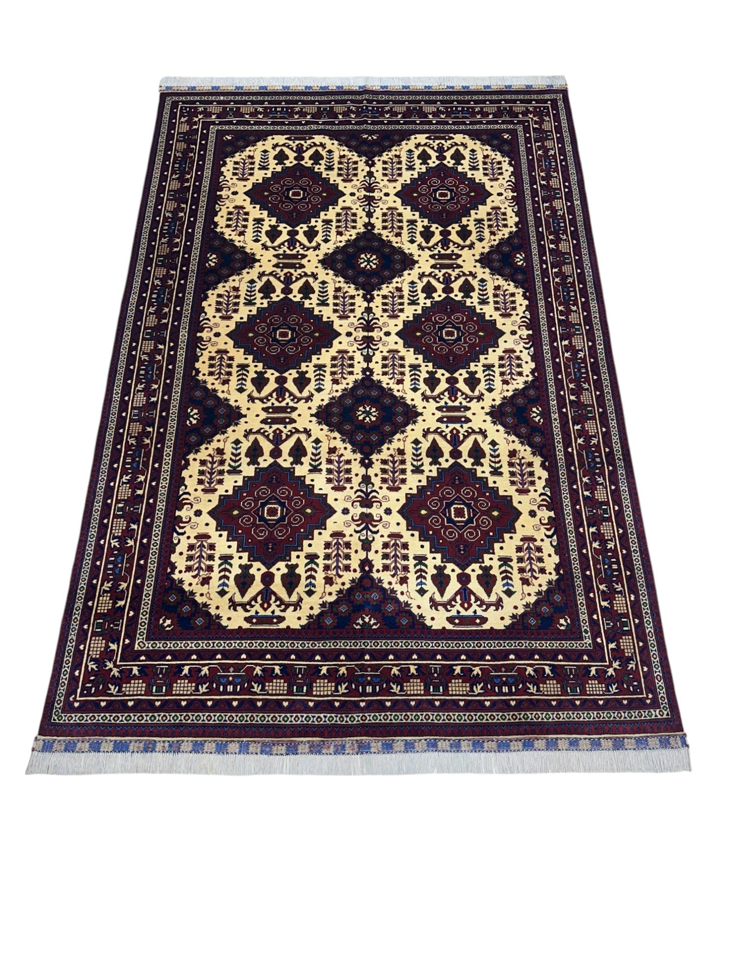 Hand-Knotted Afghani Zerkhaki Wool Rug – 6’6″  x  9’8″