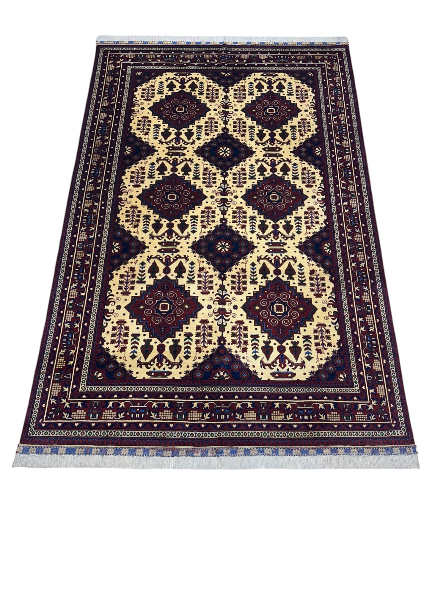 Hand-Knotted Afghani Zerkhaki Wool Rug – 6’6″  x  9’8″