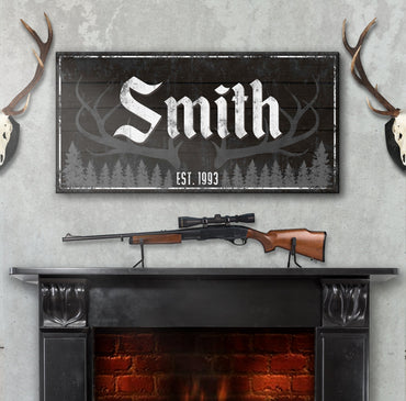 Rustic Family Antler Sign III