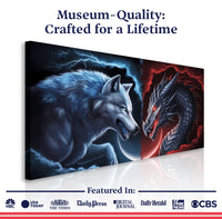 3D Dragon and Wolf Wall Art