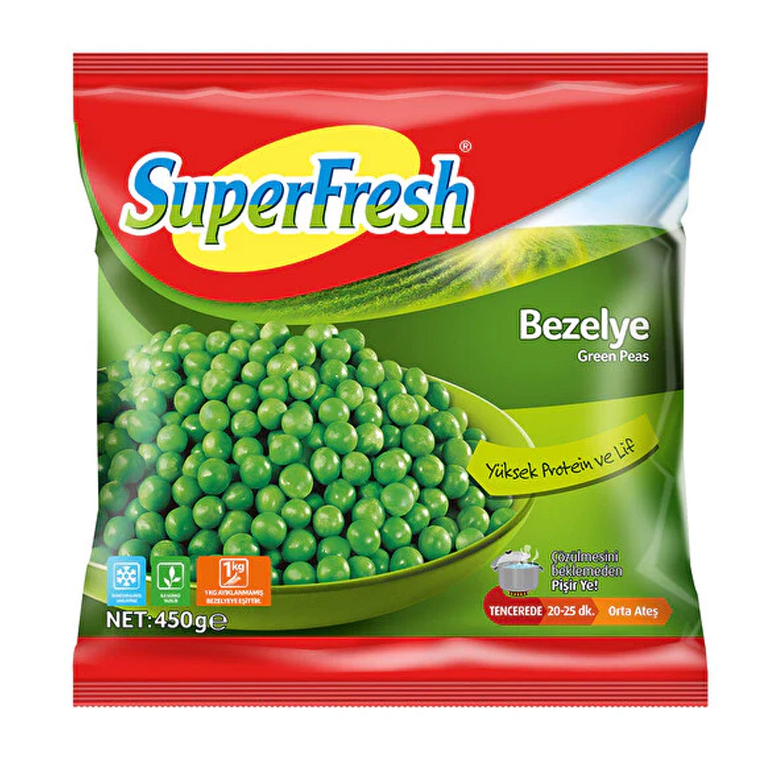 Superfresh Dondurulmuş Yeşil Bezelye 450g
