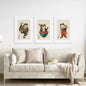 Funny Frog and Cat. Japanese Art. Matsumoto Hoji Poster