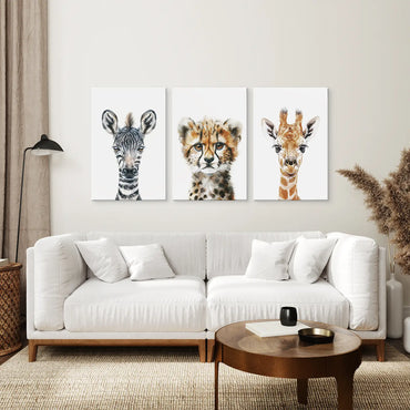 Neutral Safari Wall Art Poster Set Nursery Decor