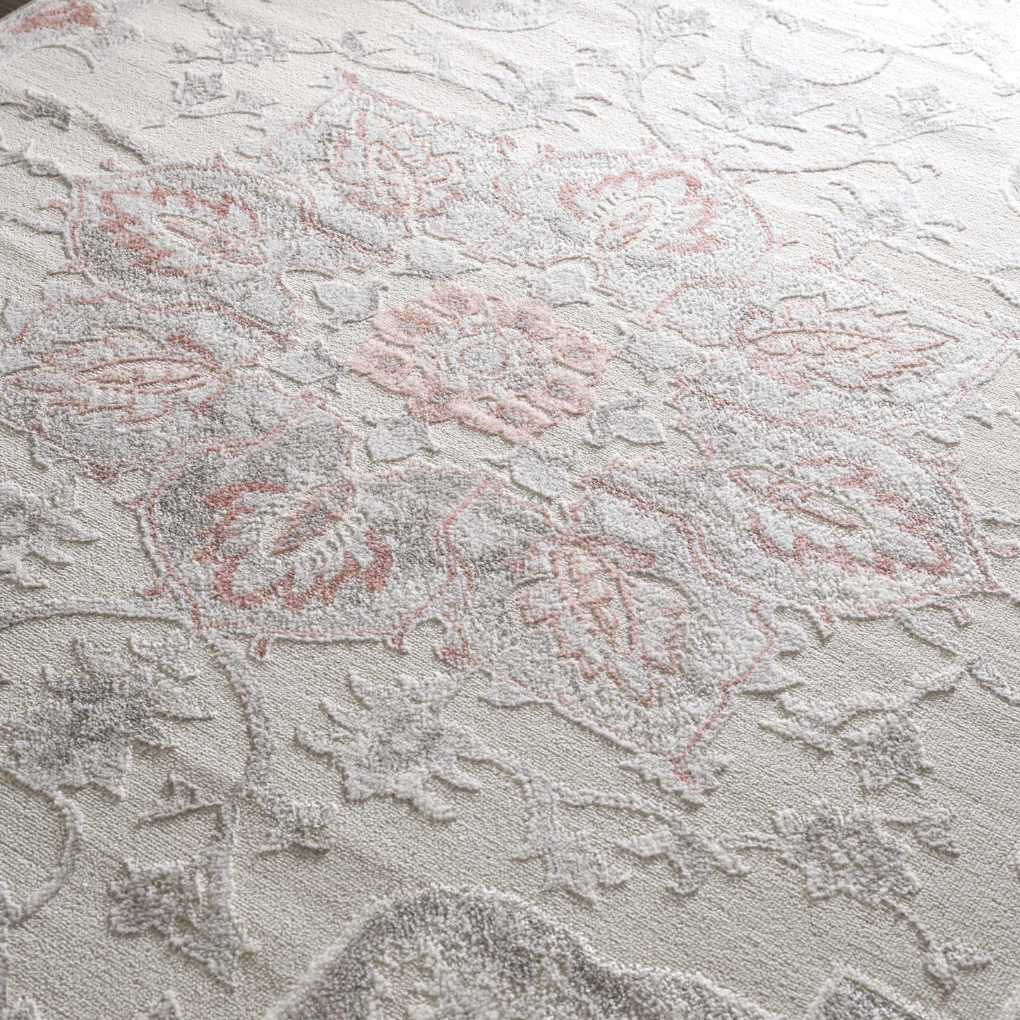 Calum Pink Floral Thick Area Rug - Clearance