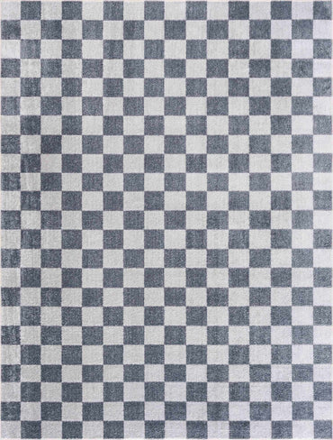 Alie Gray Checkered Washable Area Rug