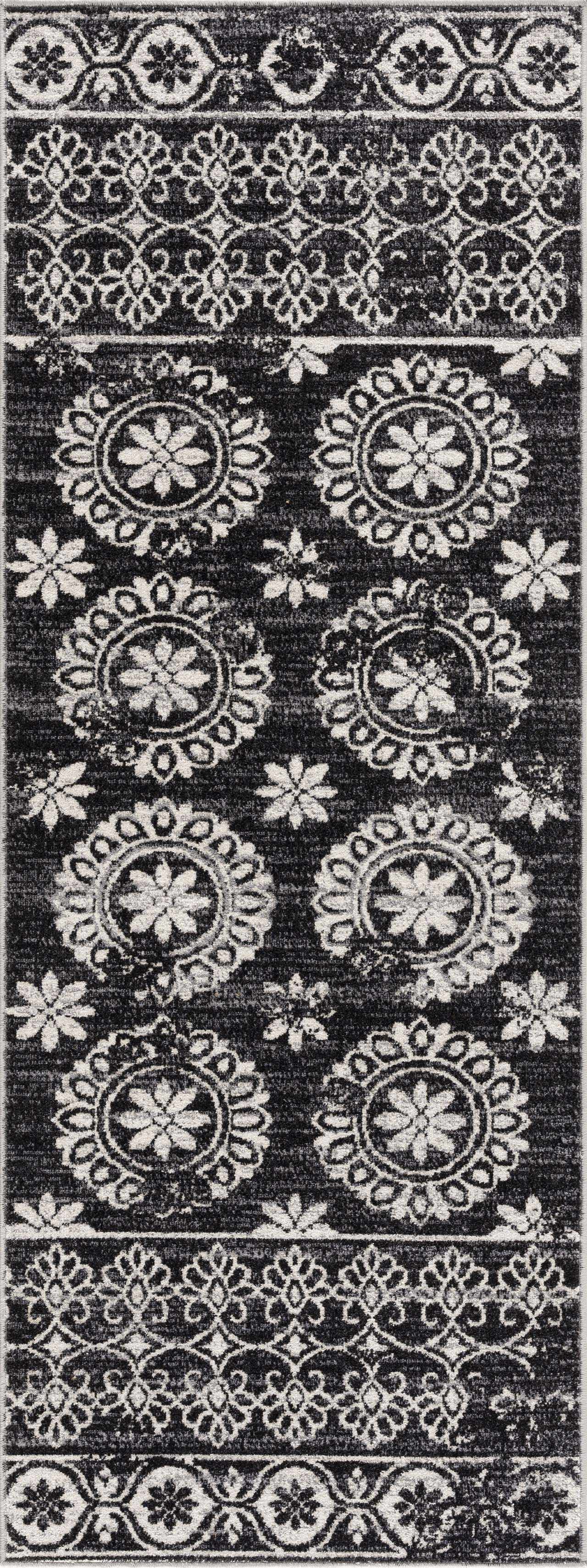 Kahraman Black & White Washable Rug