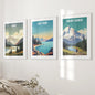 Set of 3 Travel Prints. Banff, Lake Tahoe, Mount Rainier Posters