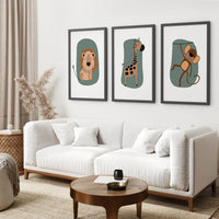 Cute Safari Baby Animals Set of 3 Art Prints