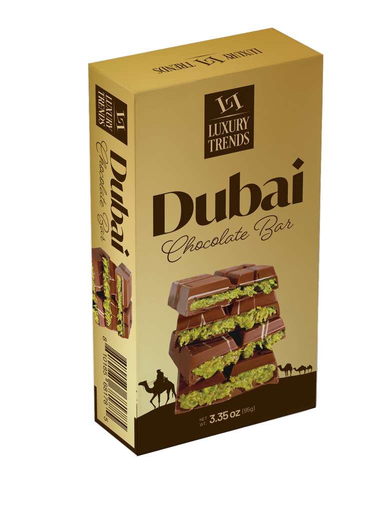 Luxury Trends Dubai Chocolate Bar, %30 Pistachio, 3.35oz (95g)