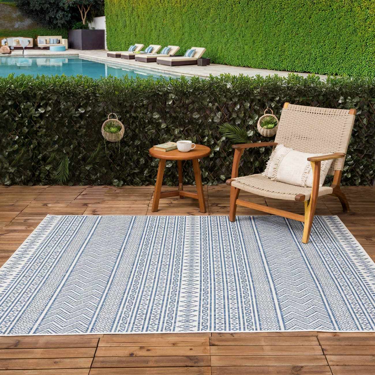 Madras Light Blue Green All Over Performance Area Rug