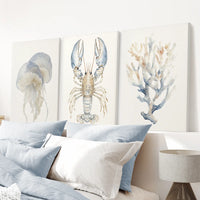 Ocean Animal Prints. Jellyfish, Lobster, Corals Wall Art