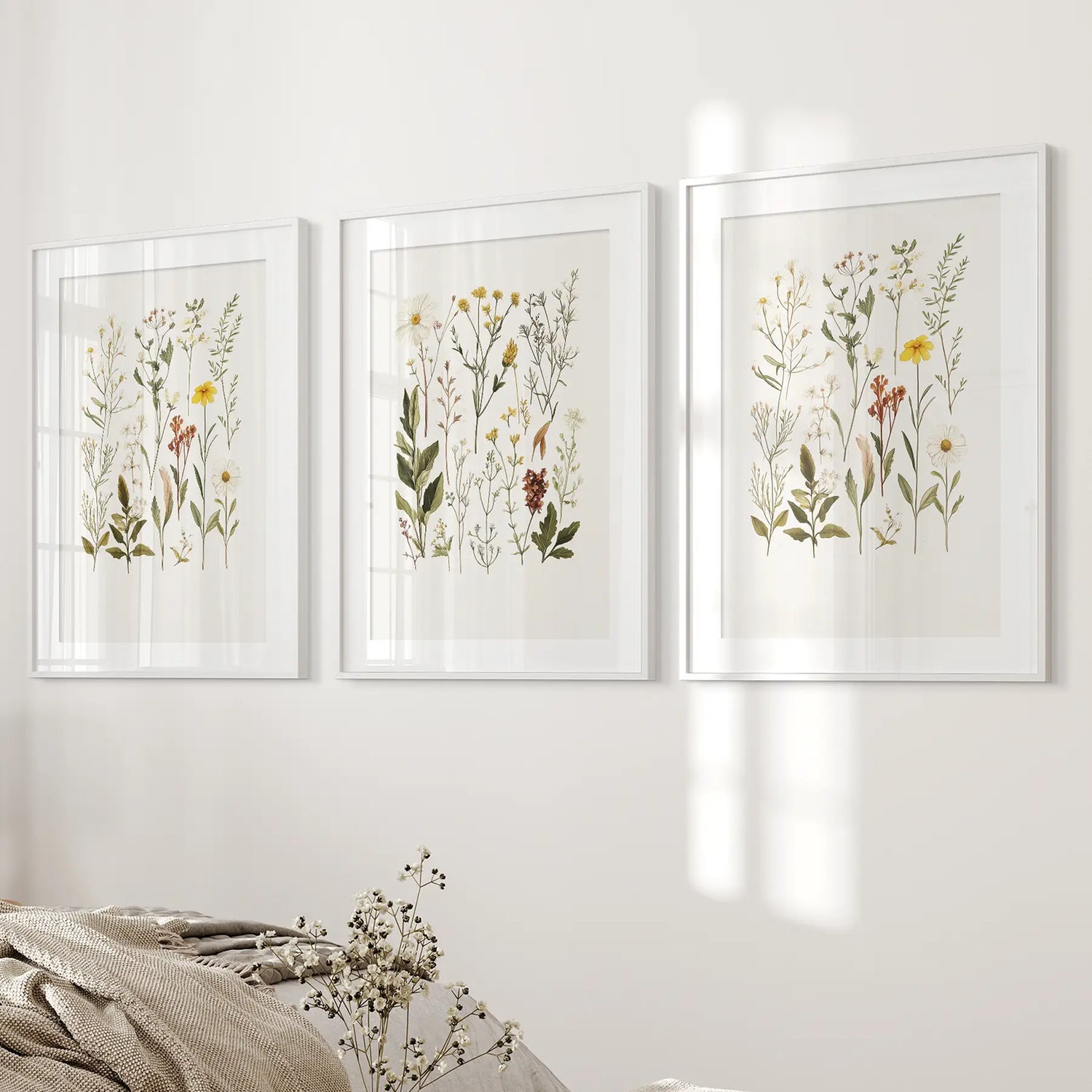 Wildflower Nature Prints. Modern Wall Art Decor