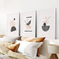 3 Piece Mid-Century Abstract Art. Beige and Black