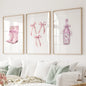 Trendy Pink Wall Art Prints Preppy Room Decor Set