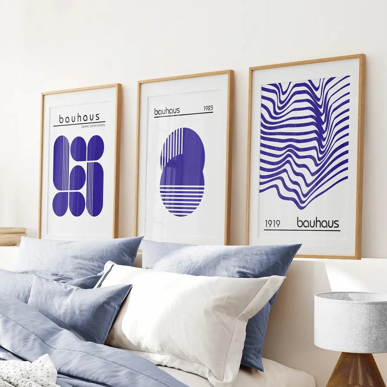 Minimalist Bauhaus Duvar Sanatı 3 Parçalı Baskı Seti