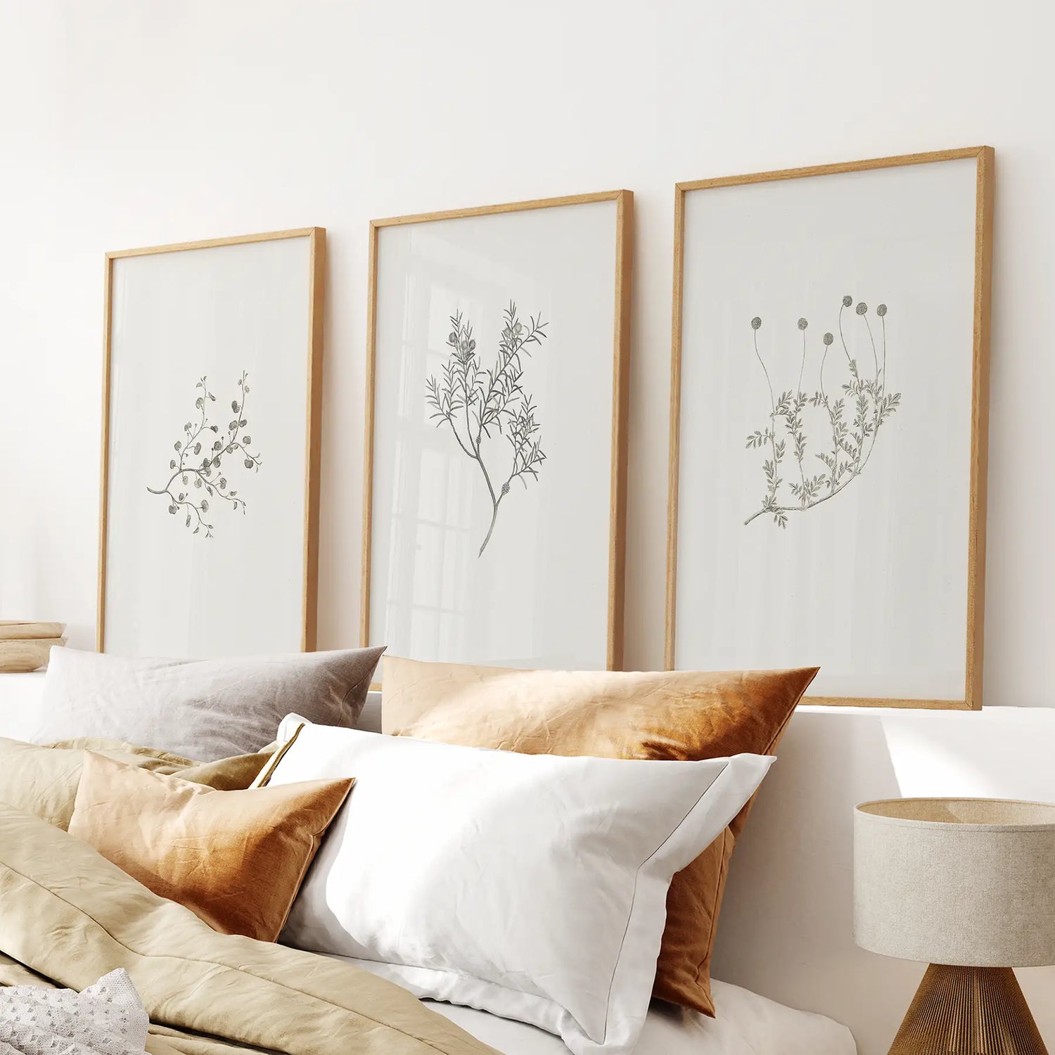 Vintage Çiçekli Minimalist Duvar Dekoru. Botanik Desenli Set