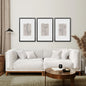 Pastel Botanical Wall Art Set of 3 Pieces. Gray and Beige