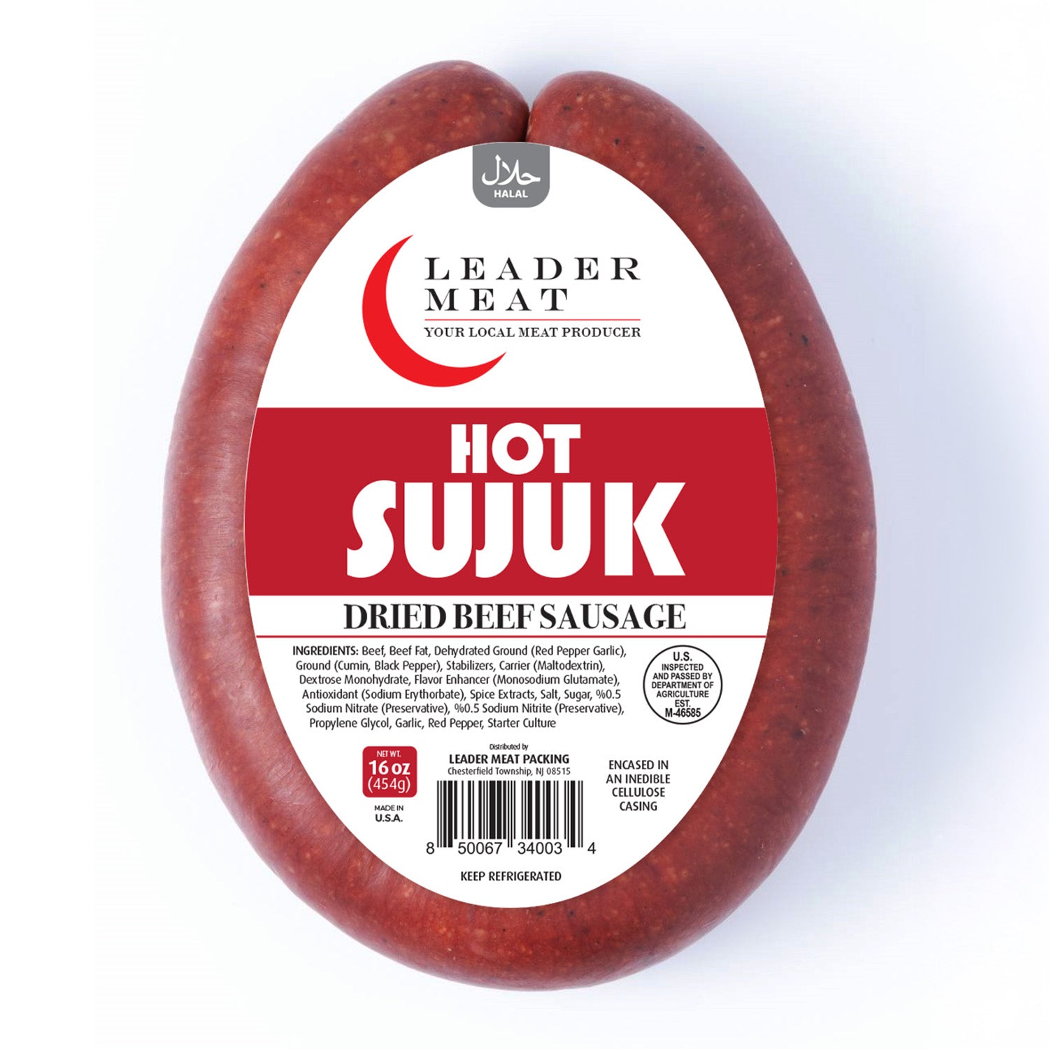 Moda Deli, Leader Hot Sujuk, Ring, 16oz (454g)