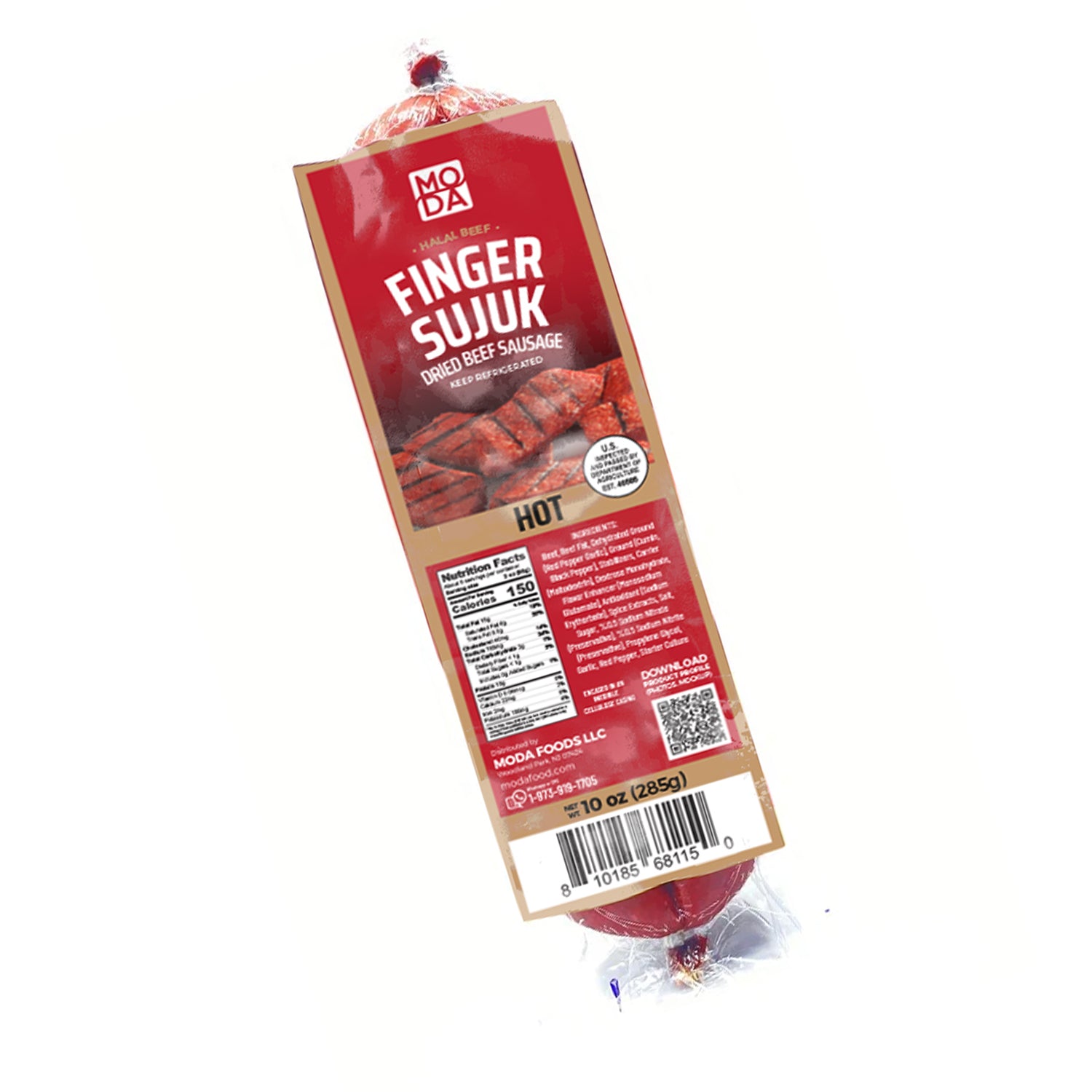 Moda Deli, Sujuk, Finger, Hot, 10oz (285g)