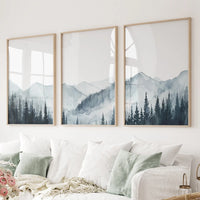 Watercolor Mountain Landscape Wall Art Posters