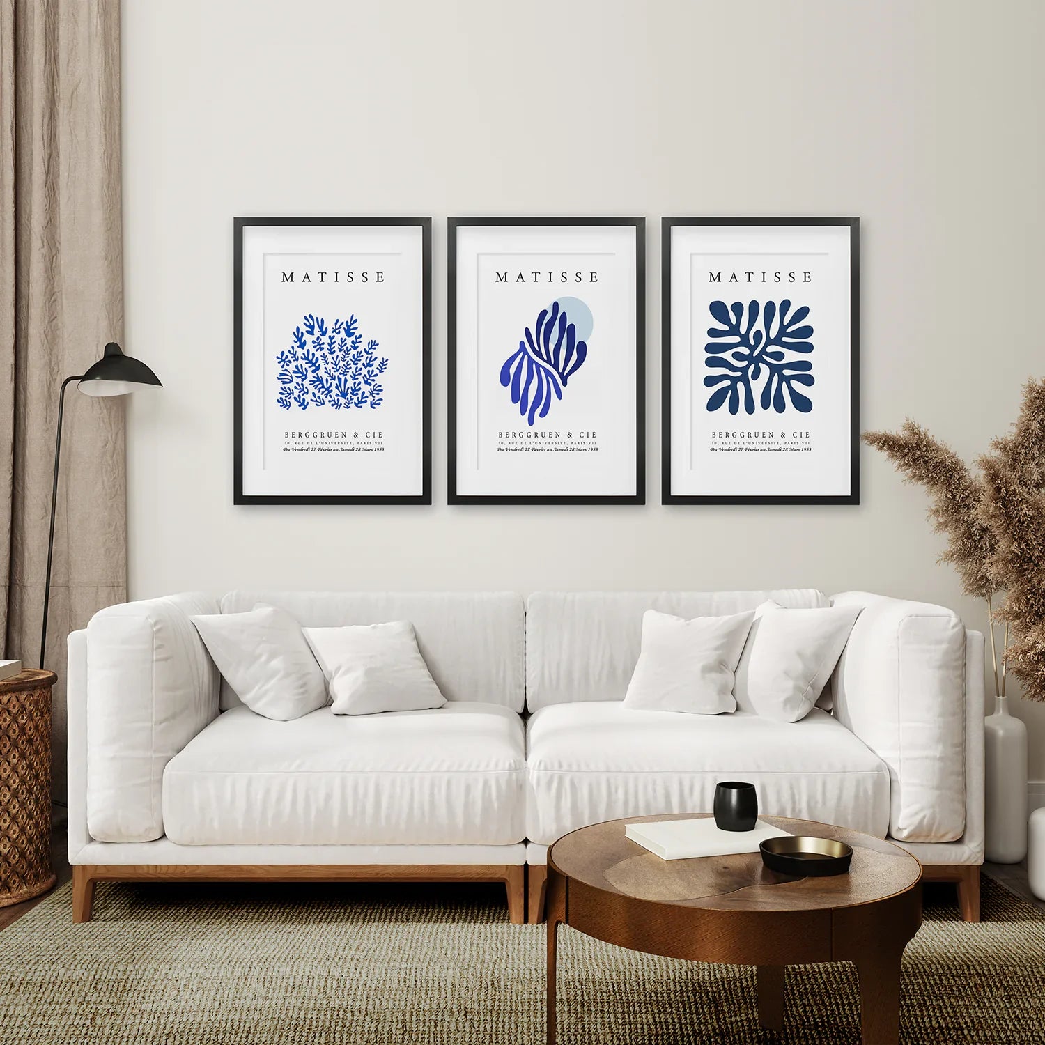 Navy Blue Henri Matisse Cut Outs. Set of 3 Prints