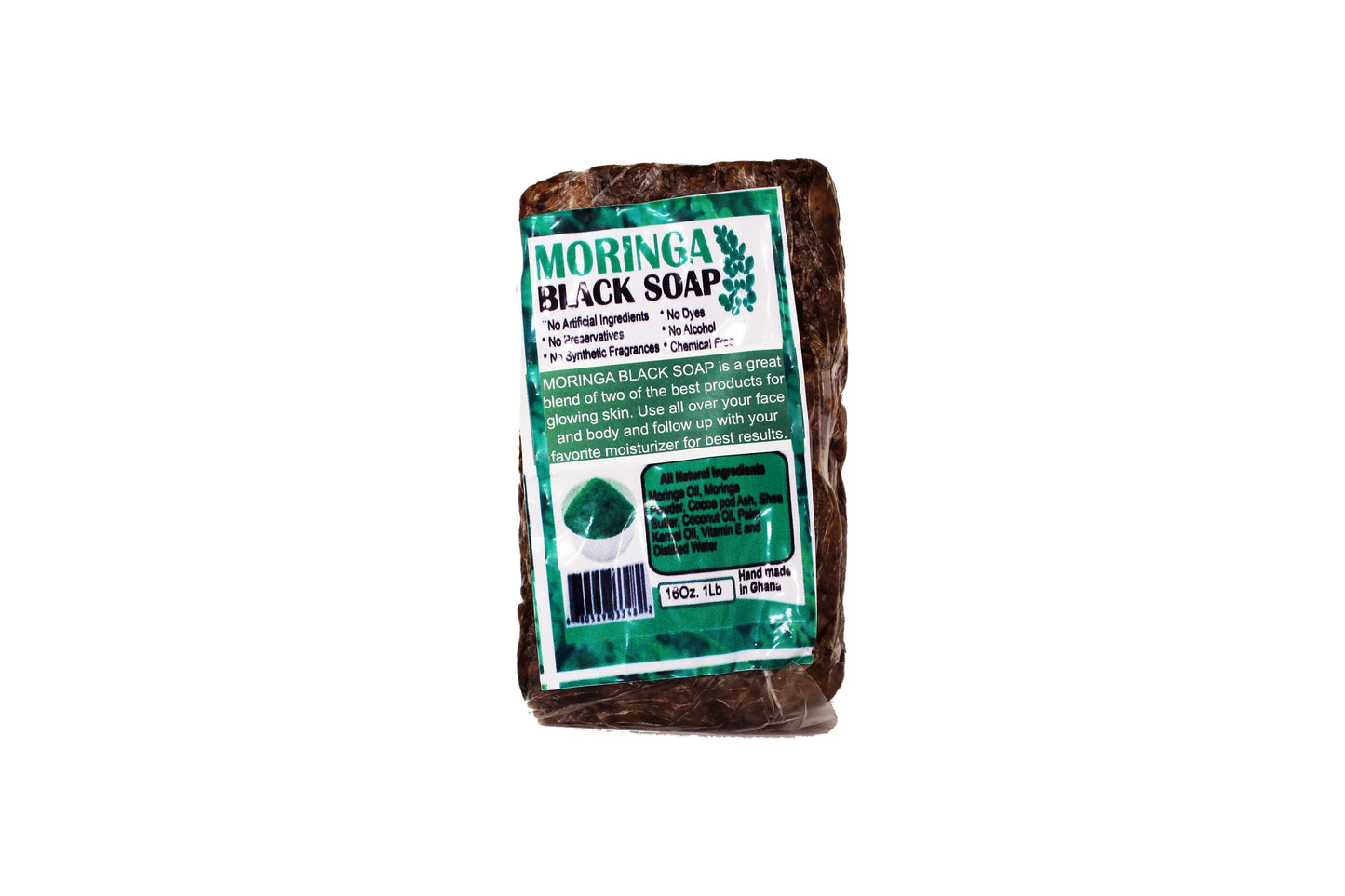 Moringa Black Soap Bar Vegan Organic 100% Natural from Ghana Approximately 16oz