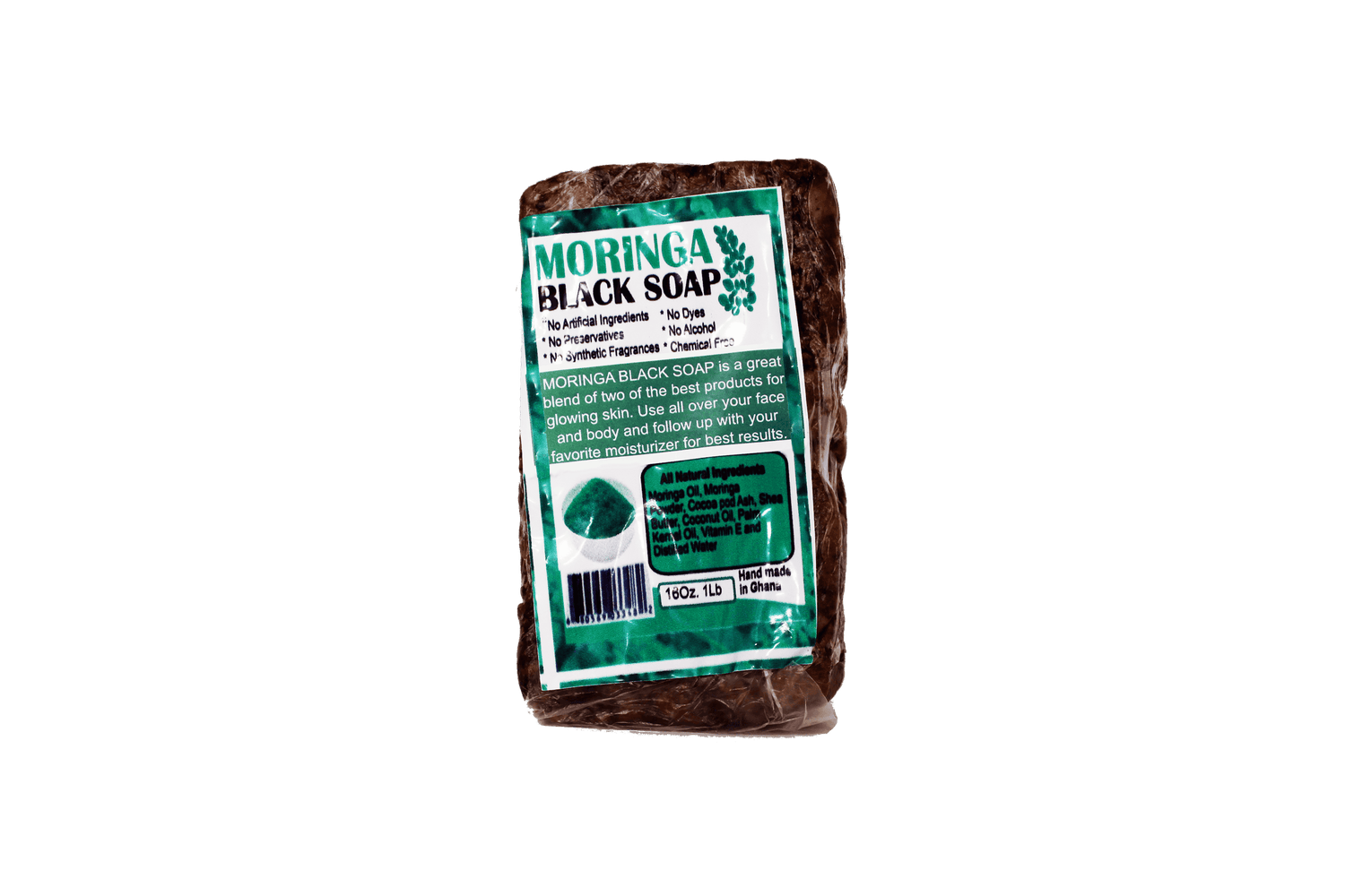 Moringa Black Soap Bar Vegan Organic 100% Natural from Ghana Approximately 16oz