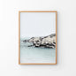 Nautical Neutral Tones Print. Ocean Waves, Rocks