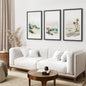 Watercolor Beach Art. Set of 3 Tropical Ocean Scene Decor