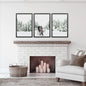 Nordic Winter Wall Art Set of 3. Snowy Forest and Moose