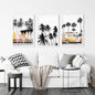 Black and Orange Surfing Art Prints. Bus, Palms, Surfboards