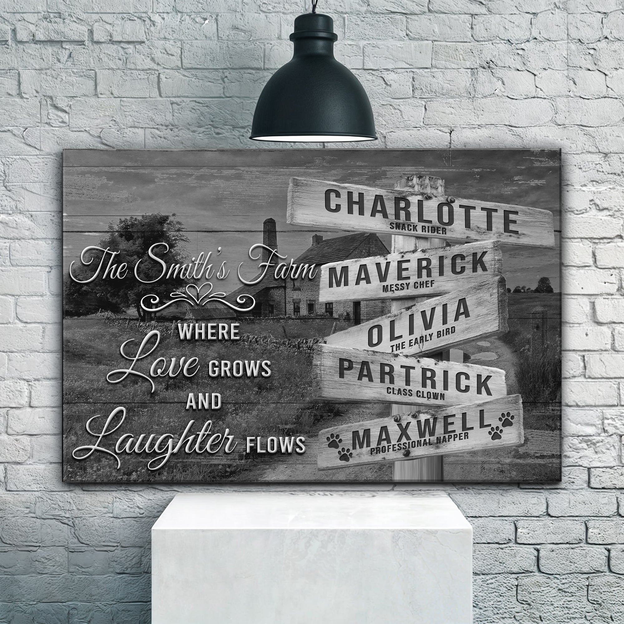 Where Love Grows And Laughter Flows Family Names Sign