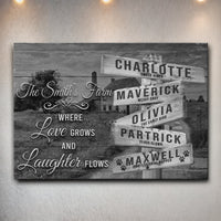 Where Love Grows And Laughter Flows Family Names Sign