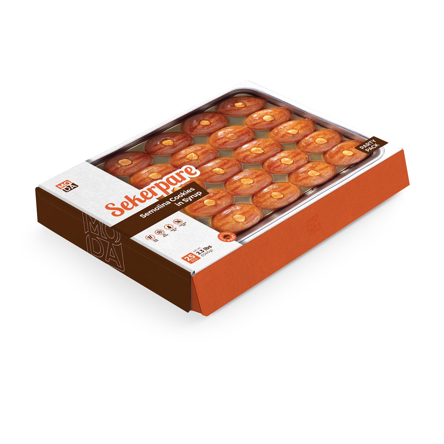 Moda Semolina Cookies in Syrup (Sekerpare), Party Pack, 25pcs, 2.3lbs (1040g)