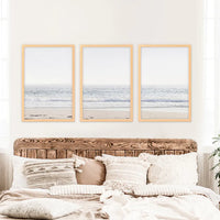 Pastel Minimalist Wave Photo. Set of 3 Beach House Wall Art