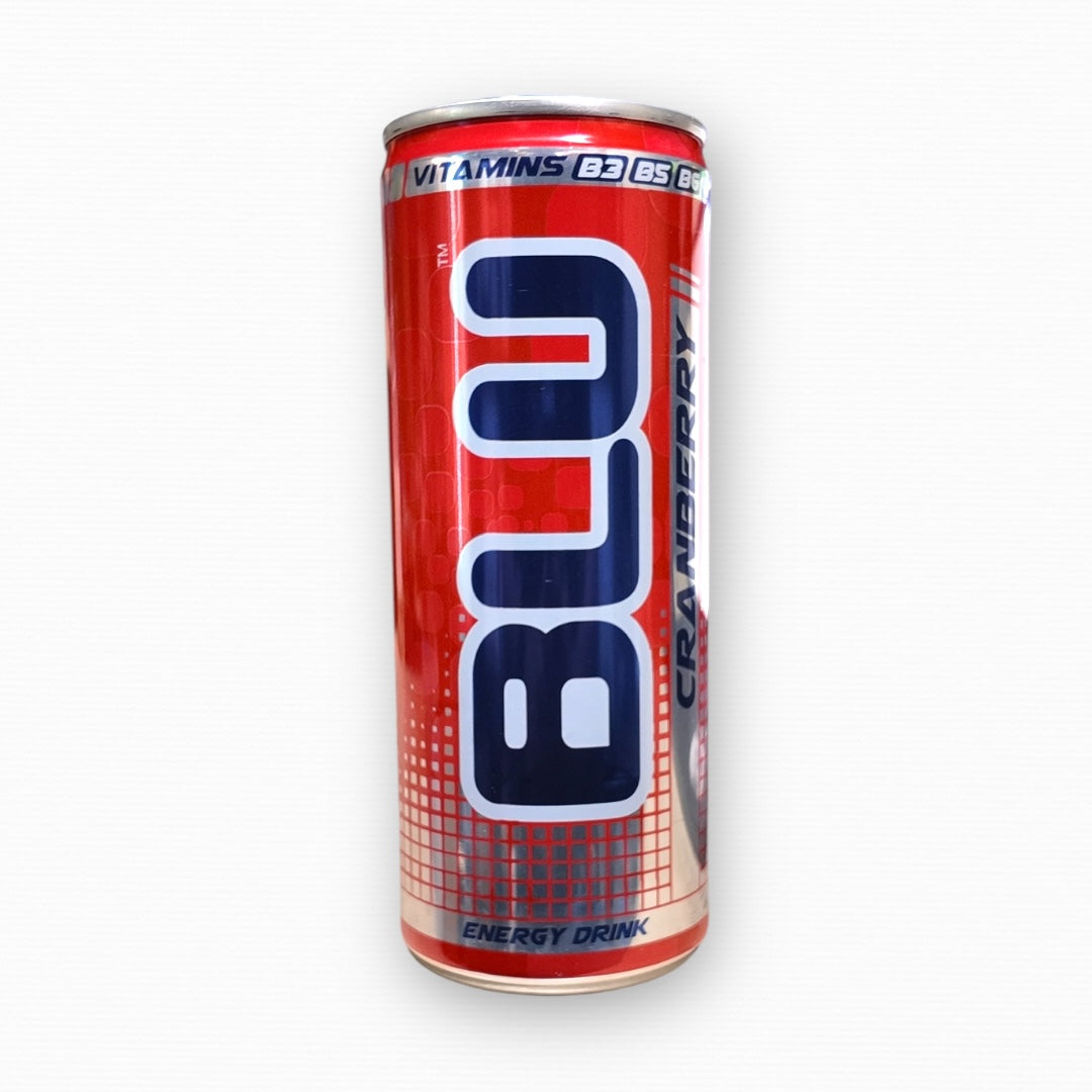 BLU DAY Cranberry Energy Drink - Refreshing Energy Beverage in Portable 250ml Can, Kosher Certified
