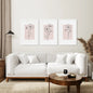 Pink Wall Art Set Of 3 Botanical Modern Decor