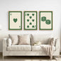 Set of 3 Piece Vintage Green Beige Cards