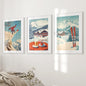 Ski Lodge Set of 3 Prints: Retro Snowboard, Après Ski Art